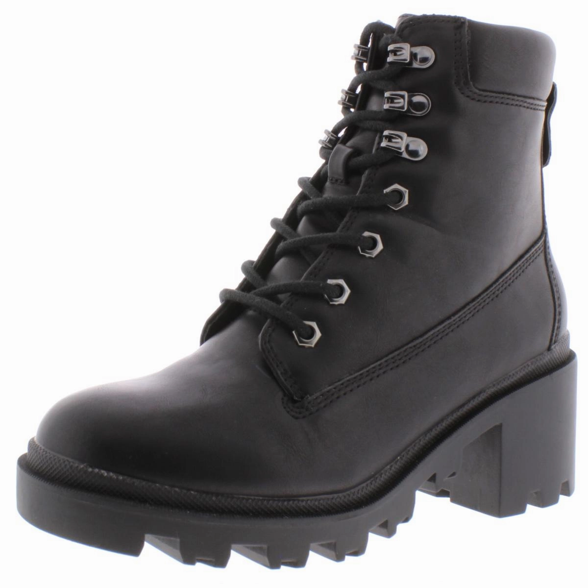 Practical Supportive Fit Dillan Womens Faux Leather Heels Combat Boots