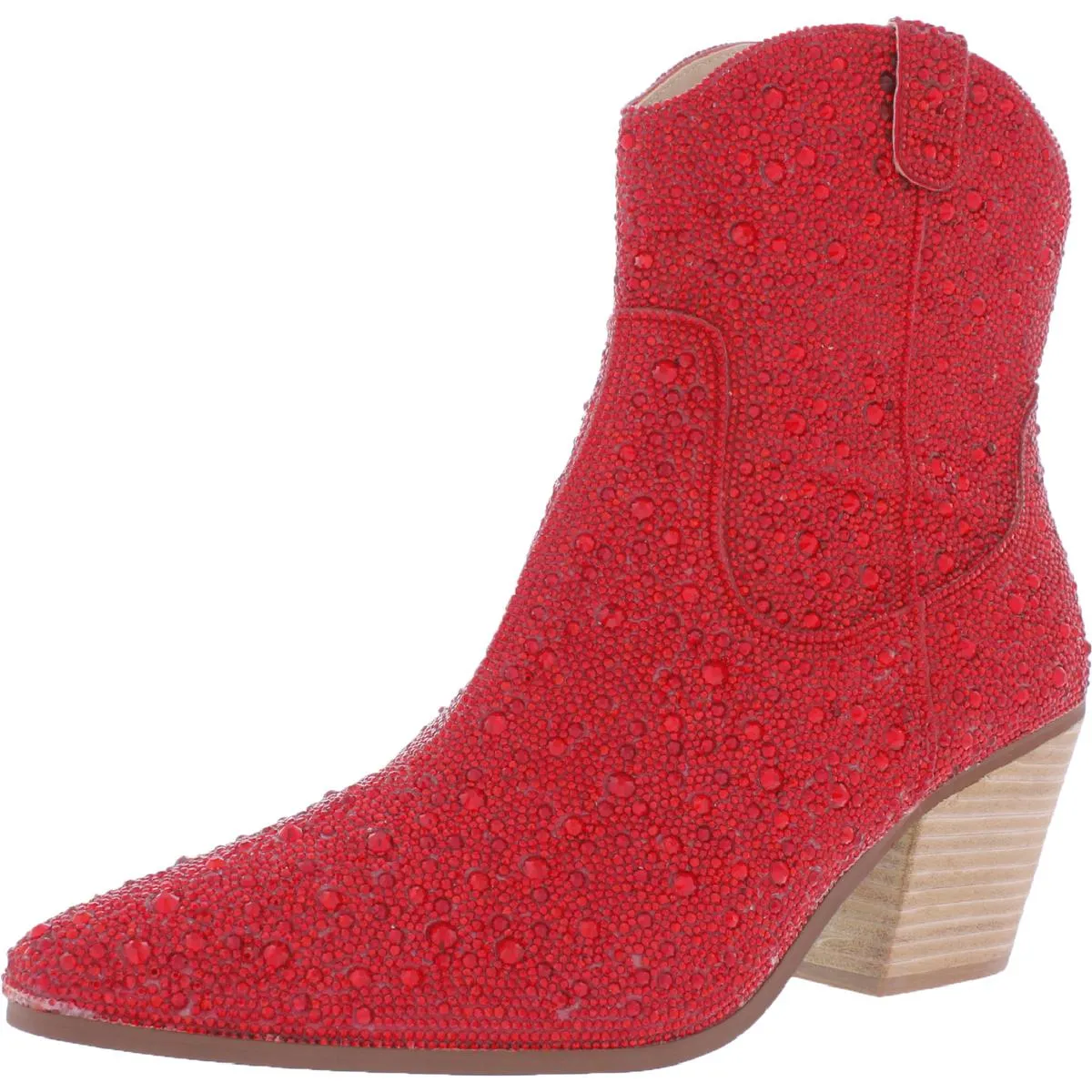 Diva  Womens Glass Stones Zipper Cowboy, Western Boots Long Walks Stain Resistant