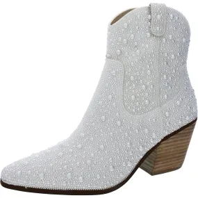 Comfortable Footwear Diva  Womens Glass Stones Zipper Cowboy, Western Boots