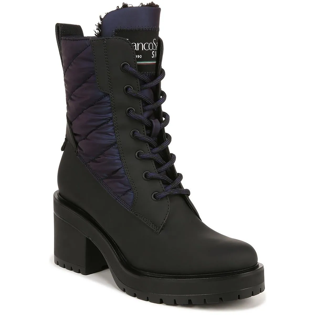 Dizzy 2 Womens Faux Fur Lined Round Toe Combat & Lace-up Boots Metallic Edge