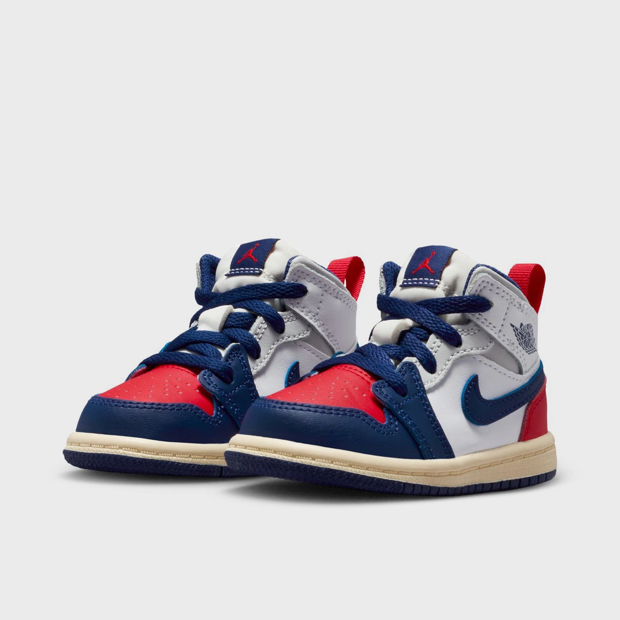 Jordan 1 Mid TD White / Deep Royal Blue - University Red Elite Response Reinforced toe cap