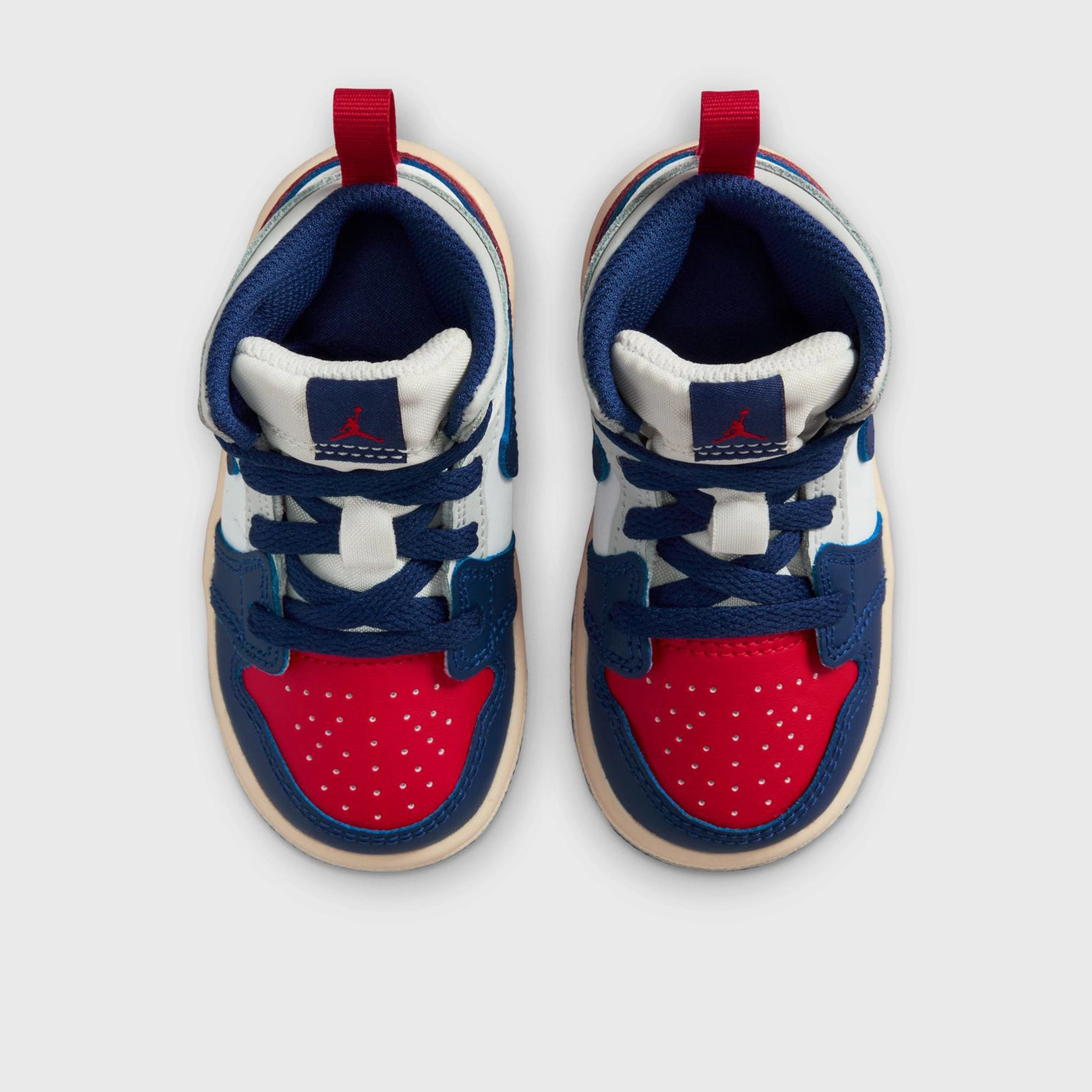 College Game Stability Web Technology Jordan 1 Mid TD White / Deep Royal Blue - University Red