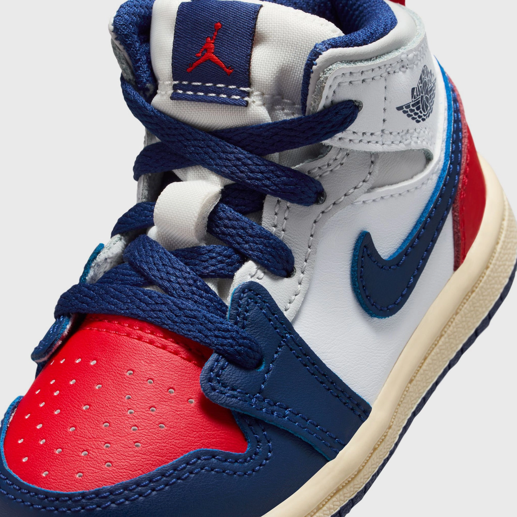 Knit Upper Jordan 1 Mid TD White / Deep Royal Blue - University Red