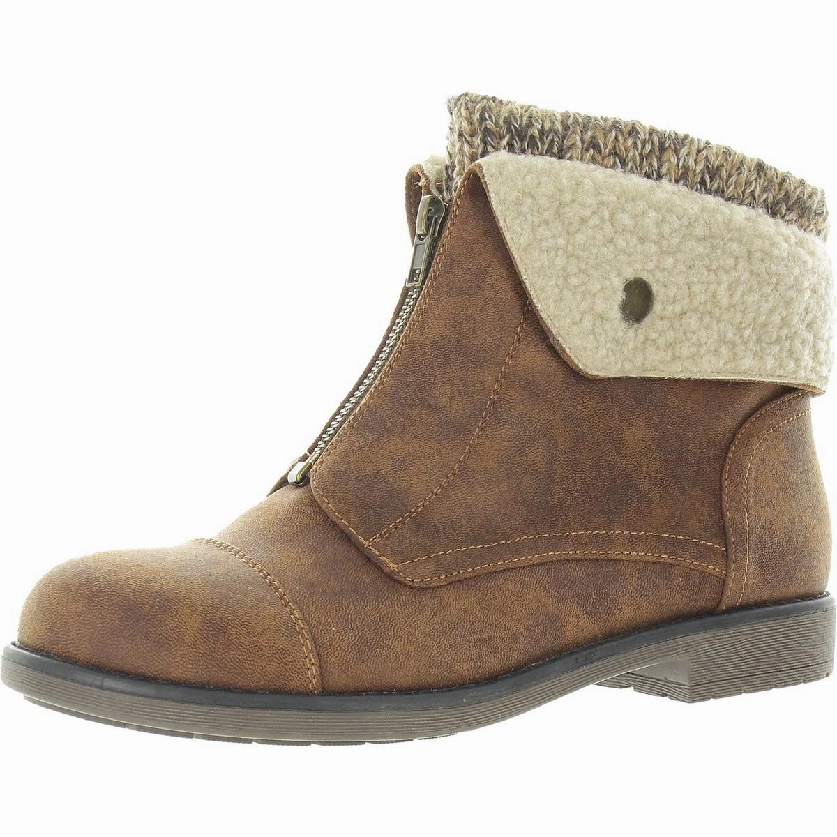 Duette Womens Faux Leather Cozy Booties Insulated Trail Runner