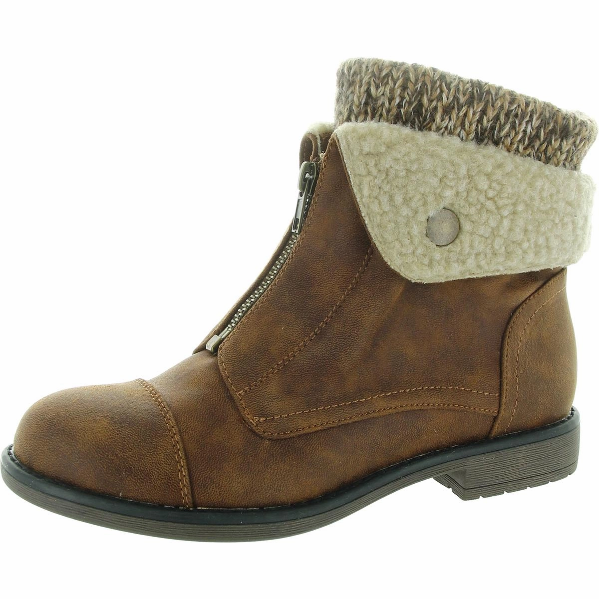 Secure Closure Duette Womens Faux Leather Cozy Booties