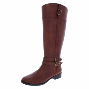 Frank II Womens Leather Wide Calf Riding Boots Slip Resistant Work Commute