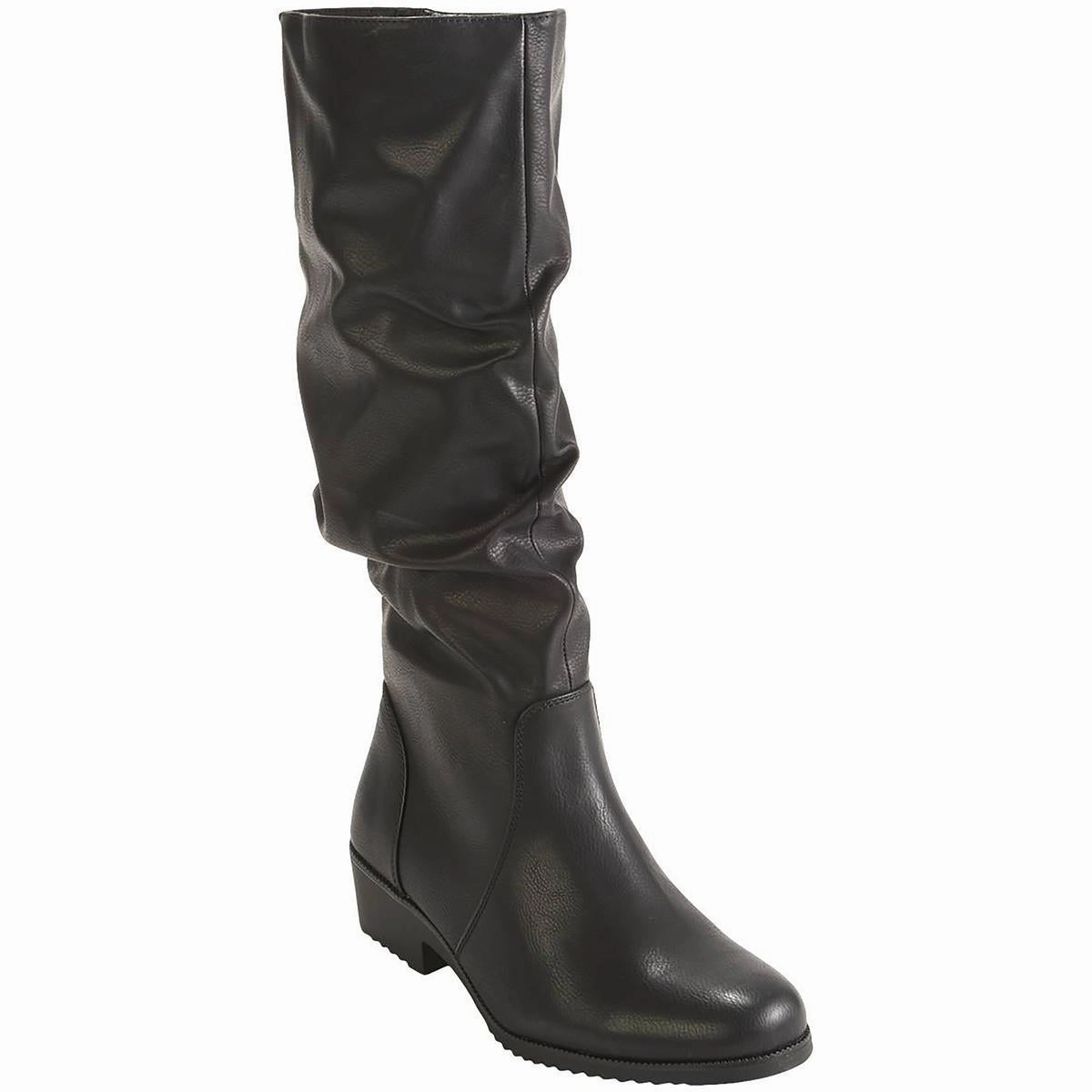 Duration Womens Wide Calf Faux Leather Knee-High Boots Slip Resistant Rough Trail Hiker