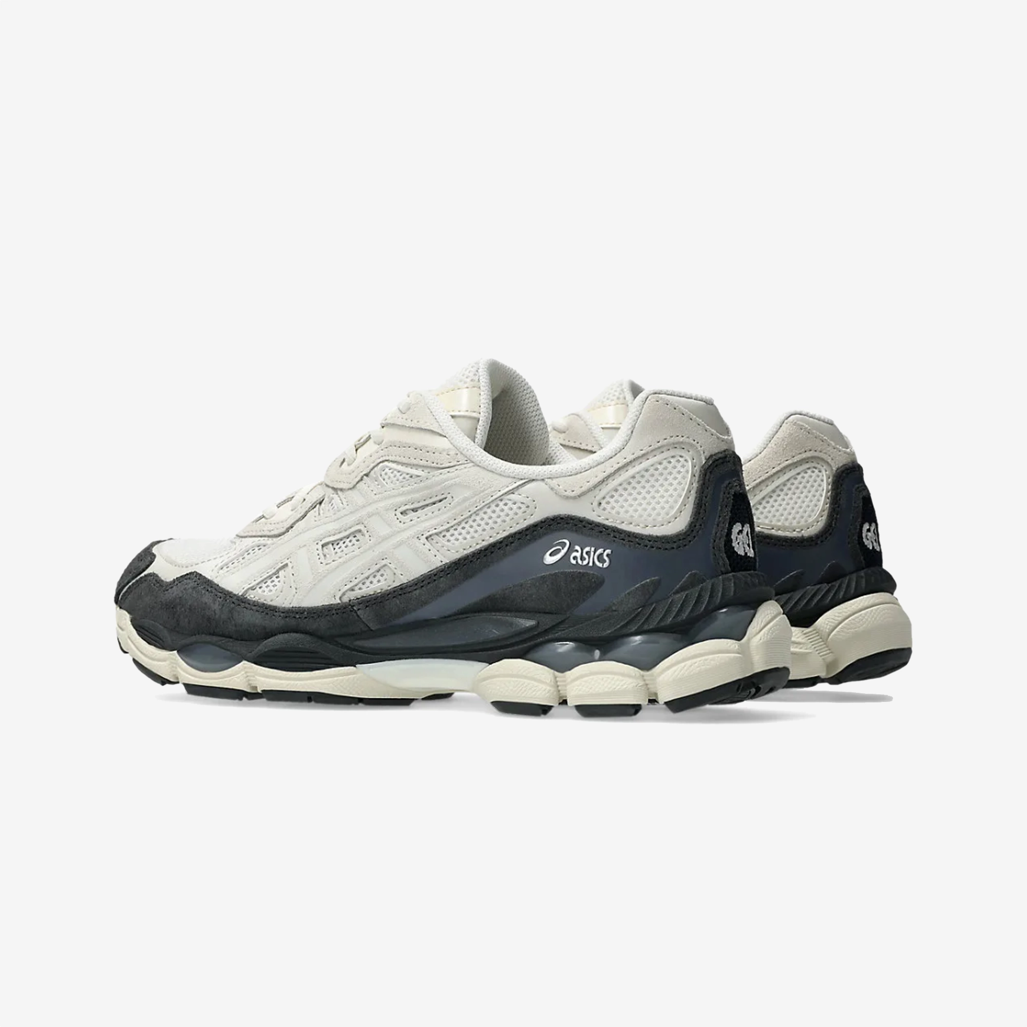 running for a positive mindset lightweight leather shoes ASICS | GEL-NYC { WHITE/SMOKE GREY