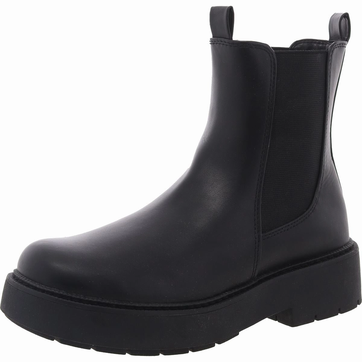 Womens Stretch Faux Leather Chelsea Boots Comfortable Straps