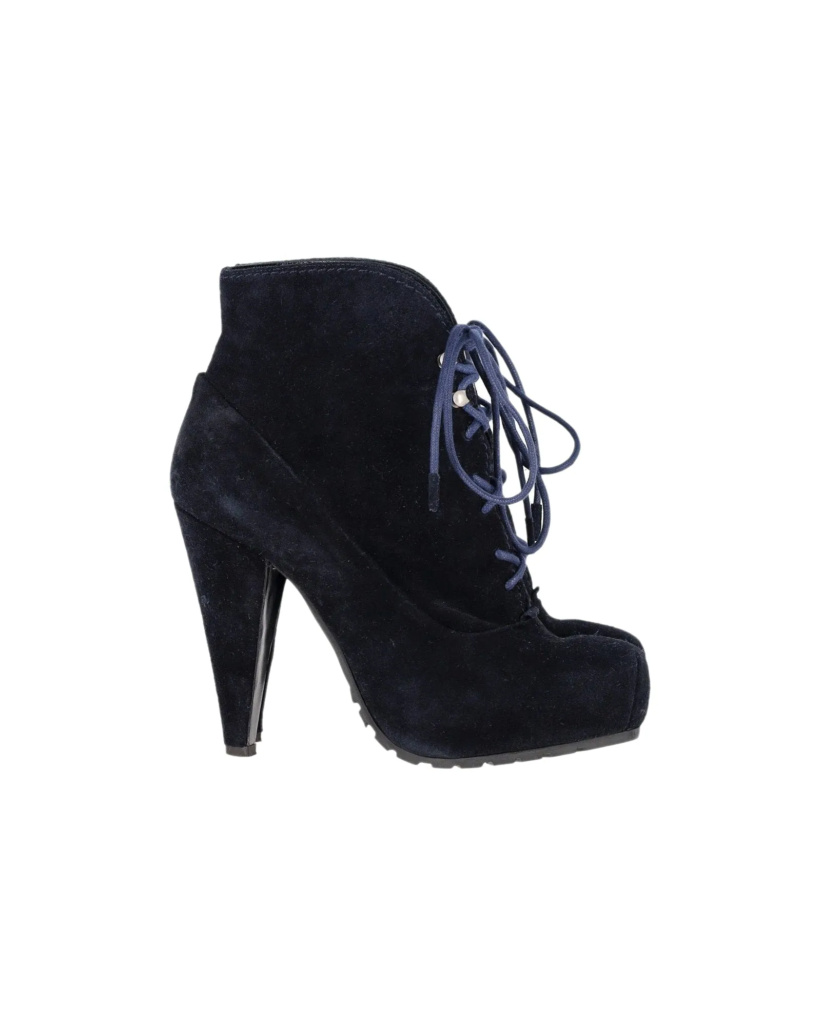 Quick Fit Proenza Schouler Lace-Up Boots in Navy Blue Suede