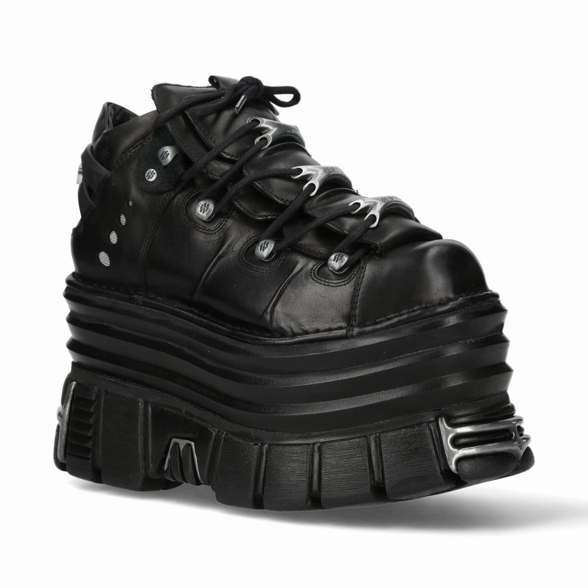 New Rock M-106-C181 Black Gothic Punk Chunky Platform Ankle Boots Seamless Comfort All Day Worker