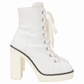 day trip On-the-Go Wear Giuseppe Zanotti Lace-Up Boots in White Leather