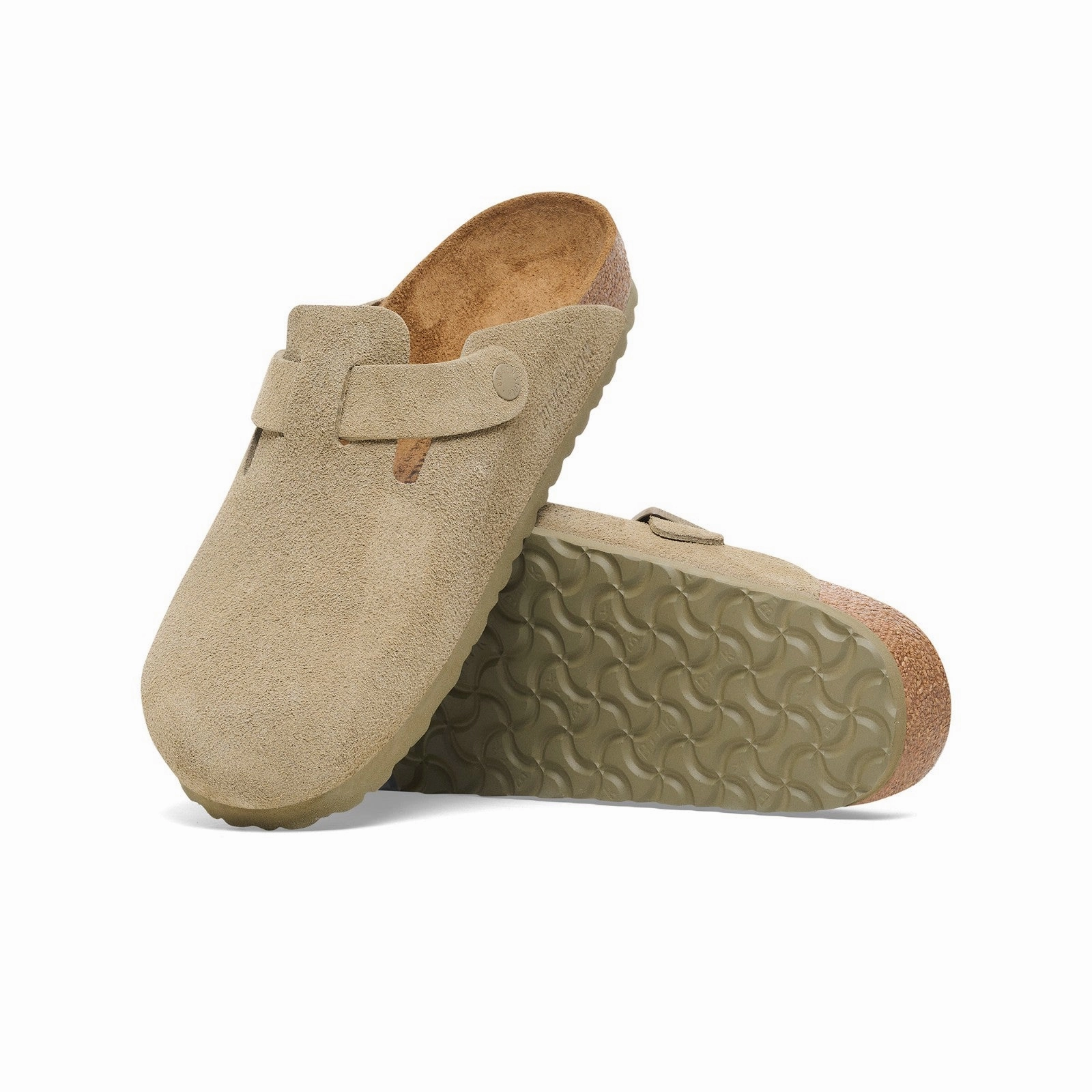 Street Style Birkenstock Boston Suede Leather (Faded Khaki) Men's Sandals 1025788 1025788