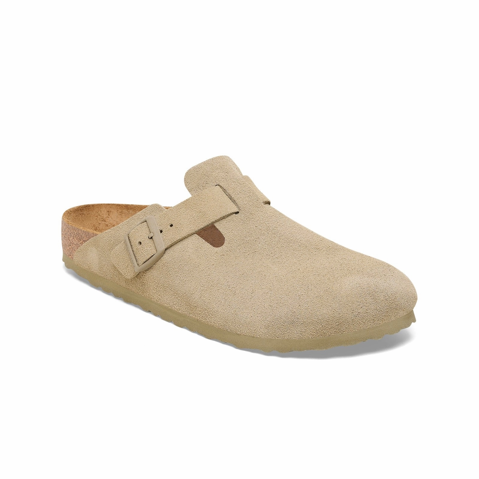 Cushioned Pace Thermoformed Heel Cup Birkenstock Boston Suede Leather (Faded Khaki) Men's Sandals 1025788 1025788