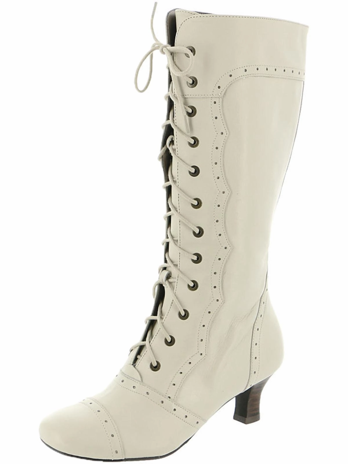 Daily Essentials Graduate Vintage Womens Perforated Lace-Up Knee-High Boots