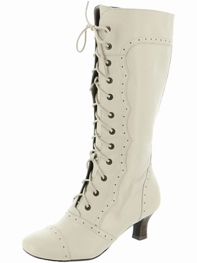 Daily Essentials Graduate Vintage Womens Perforated Lace-Up Knee-High Boots