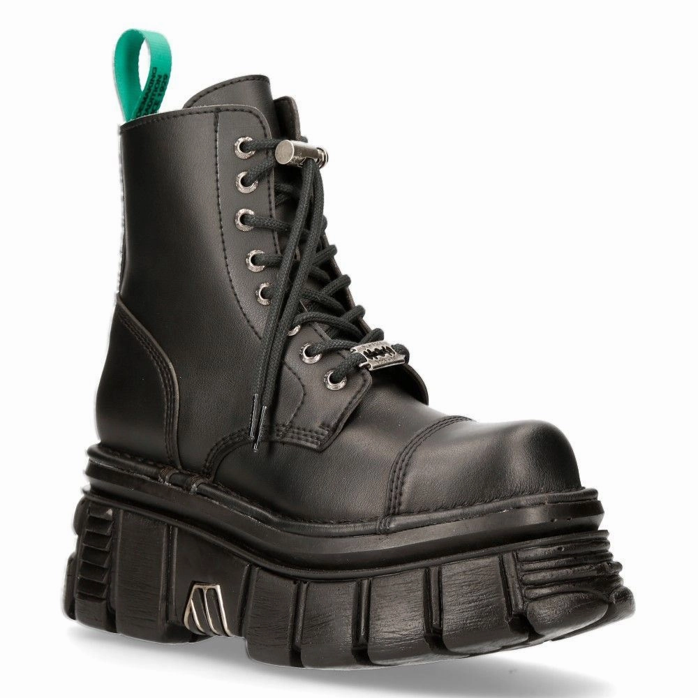 New Rock Vegan Leather Combat Platform Boots- TANKMILI083-VS2 Everyday Style