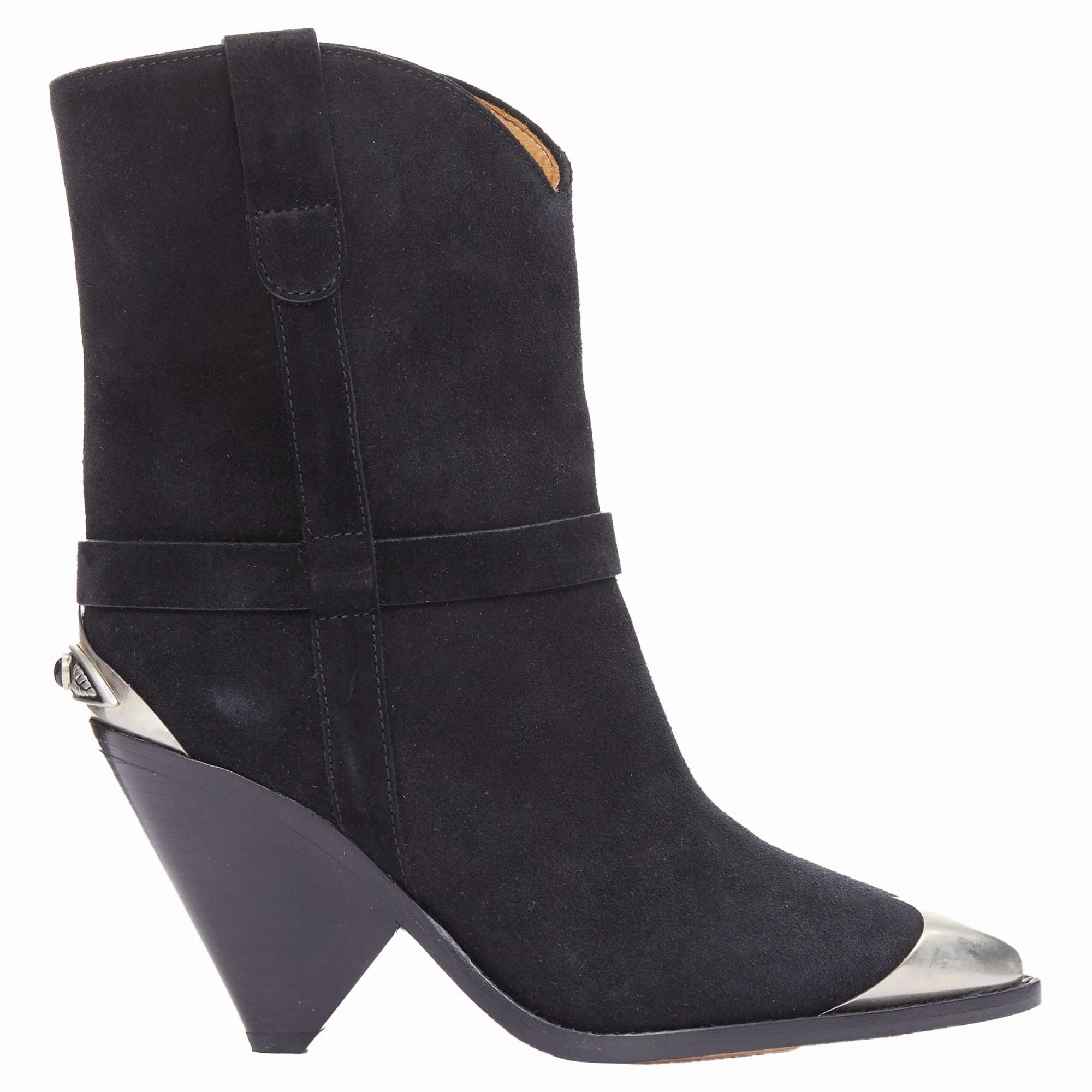 Premium Quality Reinforced Form Adventure Journey Isabel Marant Lamsy suede leather cap toes ankles cone boots