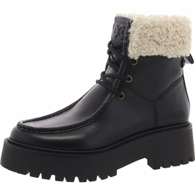 Elara Womens Faux Fur Lined Leather Booties Trendy Seamless Comfort Remote Hiking