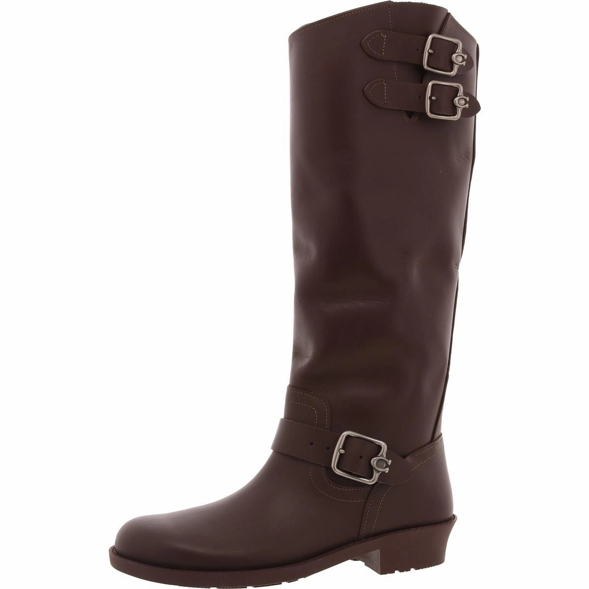 Flexible Quilt Soft Womens Buckle Leather Mid-Calf Boots