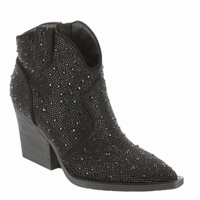Breathable Material Women's Austin Leg Up Rhinestone Booties In Black