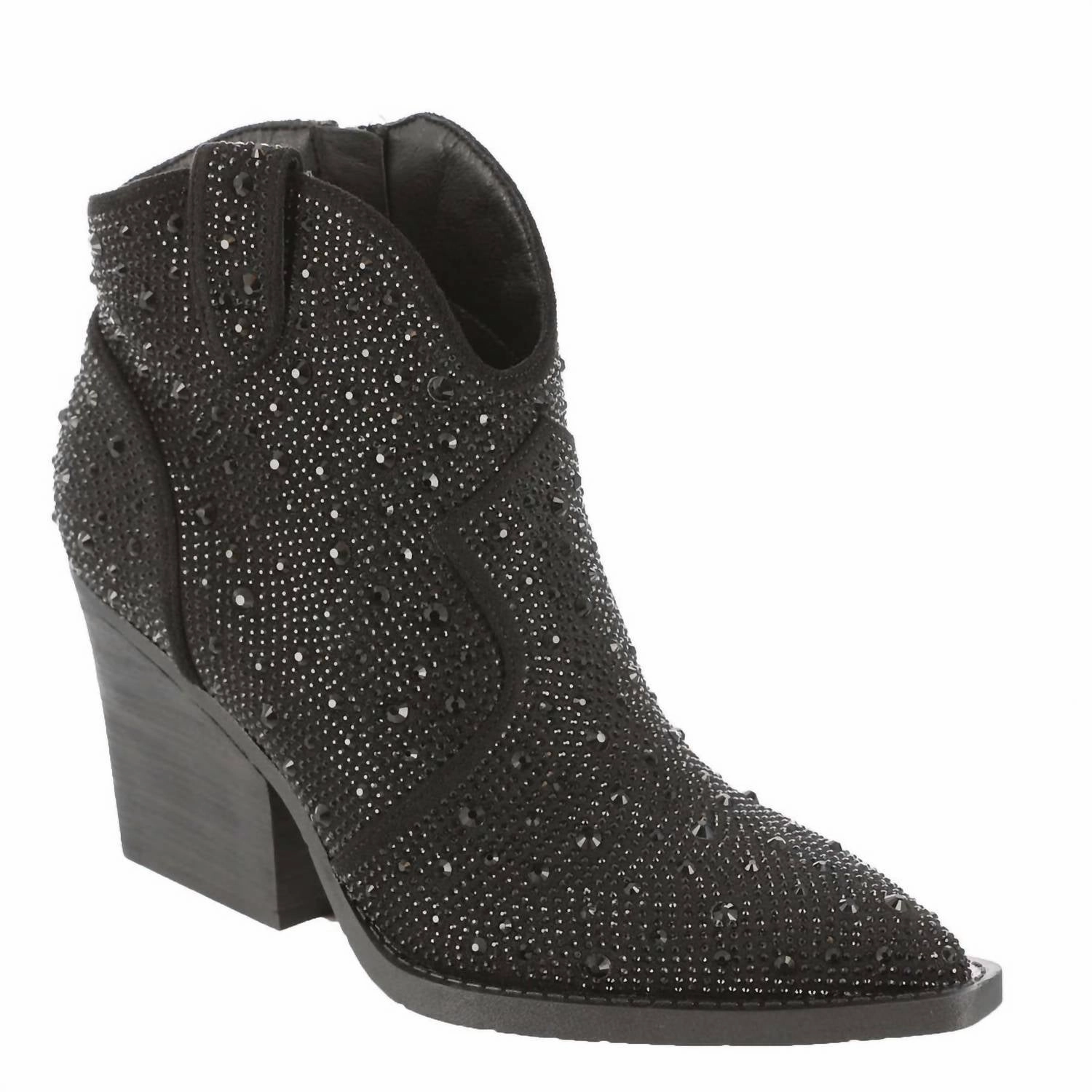 Wide Sole Women's Austin Leg Up Rhinestone Booties In Black