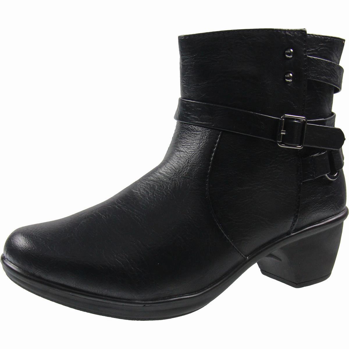 Nordic Calm CARSON Womens Buckle Faux Leather Ankle Boots