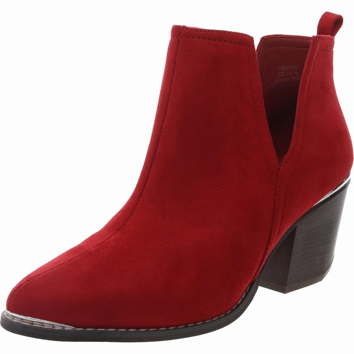 Canvas Material Womens Block Heel Faux Suede Booties