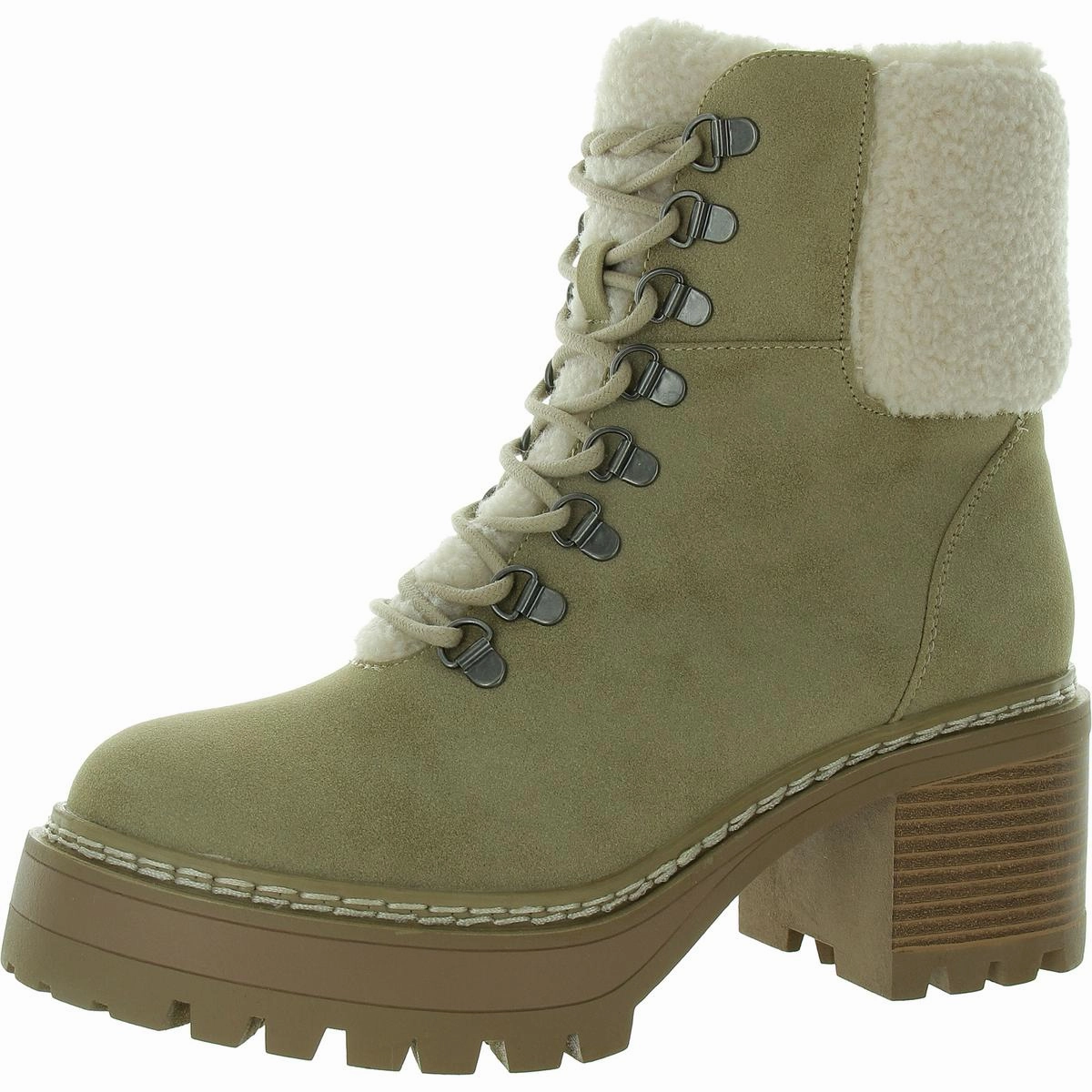 Shock Absorbing Winter Walker Workplace Use Tiler Womens Lace-Up Faux Leather Shearling Boots