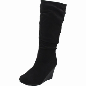Padded Liner Daily Commuter Womens Zipper Faux Suede Wedge Boots
