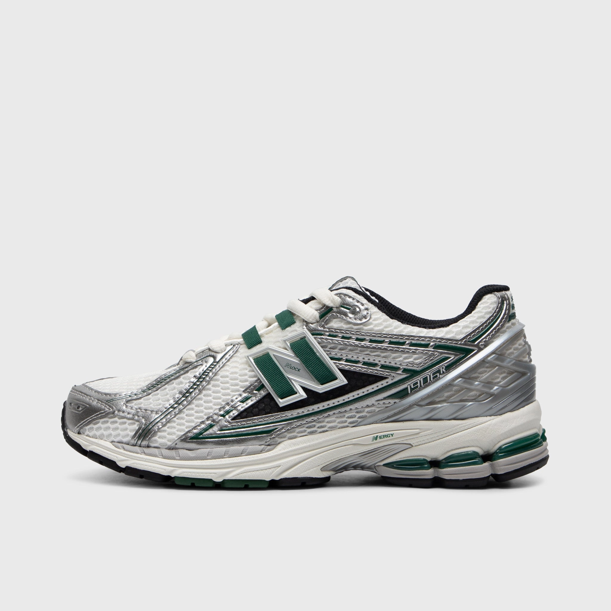 New Balance 1906 Silver Metallic / Night Watch Green grassy track running shoes