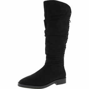 Patent Glow Womens Lace-Up Manmade Knee-High Boots