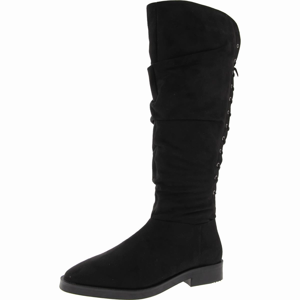 Patent Glow Womens Lace-Up Manmade Knee-High Boots