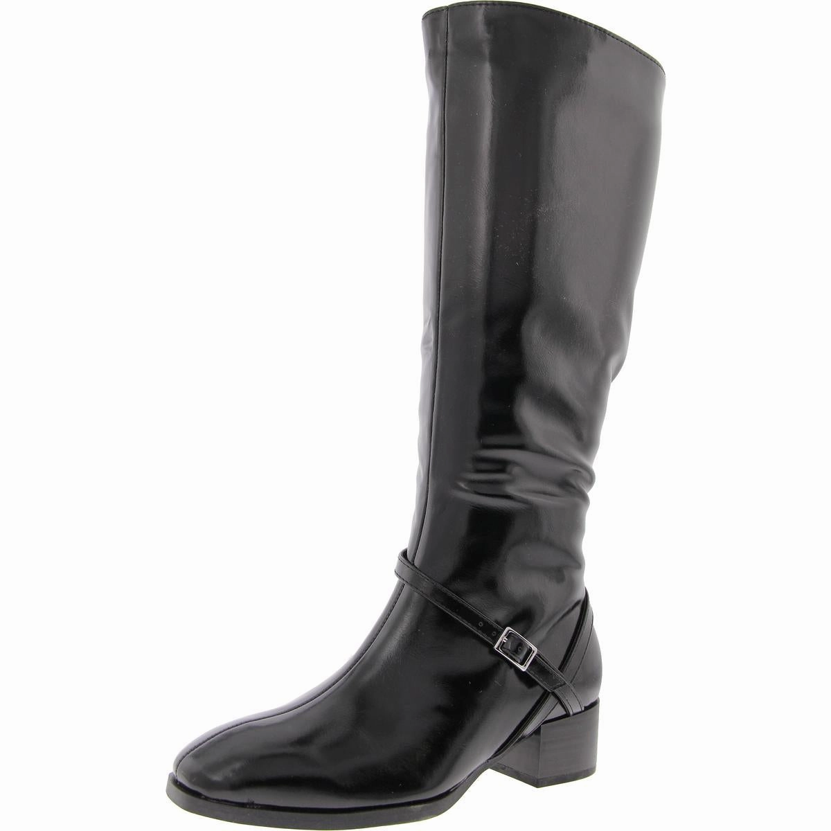 Womens Wide Calf Faux Leather Knee-High Boots NYC Street Fashionable Utility
