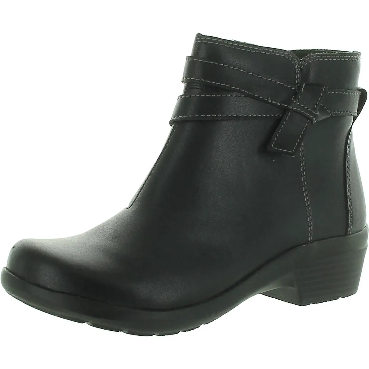 Anti-Slip Function Angie Spice Womens Leather Stacked Heel Ankle Boots