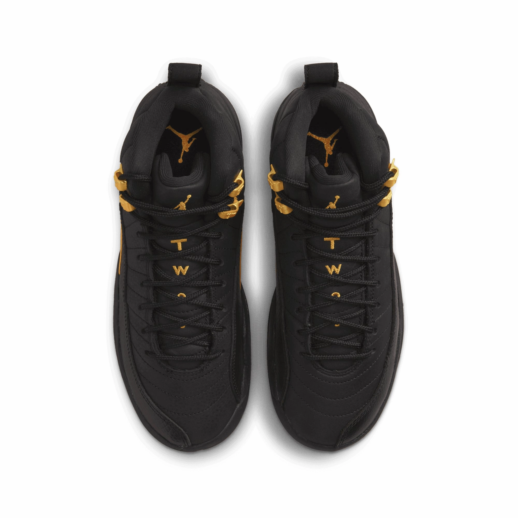 Air Jordan 12 Retro GS 'Black Taxi' 153265-071 Non-marking sole Easy Go