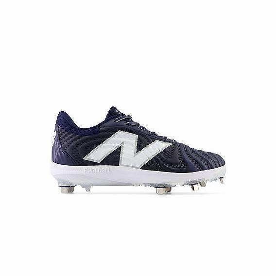 formal - looking running shoes monochrome shoes New Balance Men's FuelCell 4040 V7 Metal Baseball Cleats - Team Navy / Optic White - L4040TN7