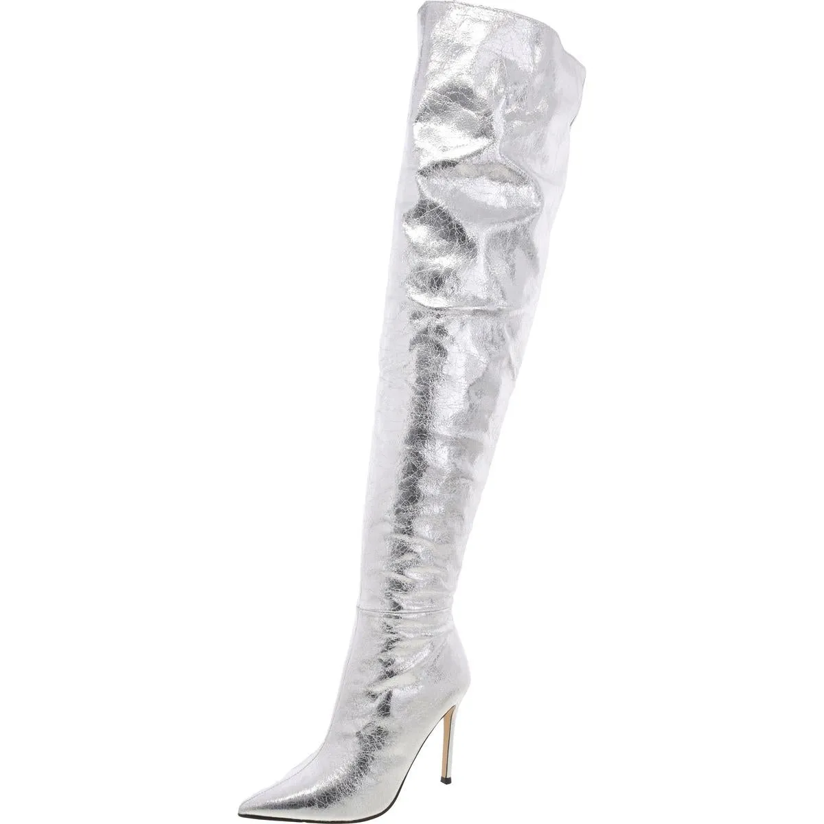 Olive Tone Epic  Womens Faux Leather Stiletto Over-The-Knee Boots