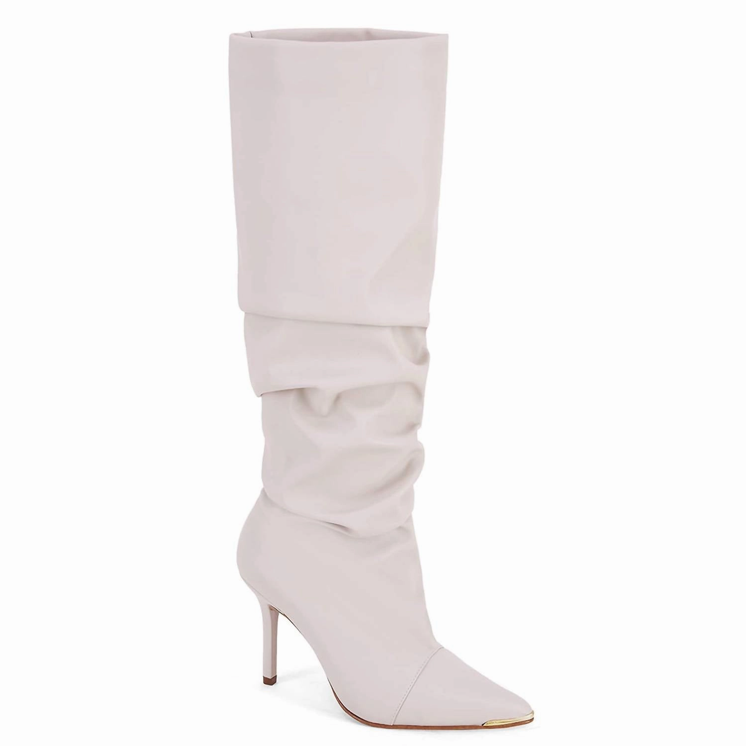 Seamless Comfort Daily Walks Durable Design Women's Slouchy Boots With Pointy Toe In White