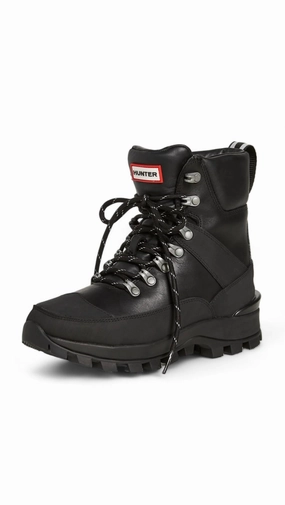 Women's Leather Commando Boot In Black Airport Look