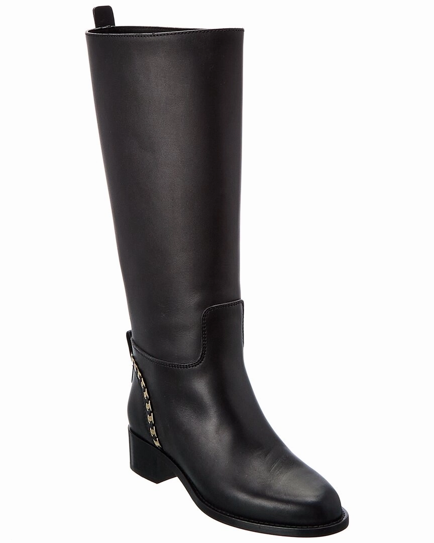 Ferragamo Tawnie Leather Boot Slip On Mid Cut