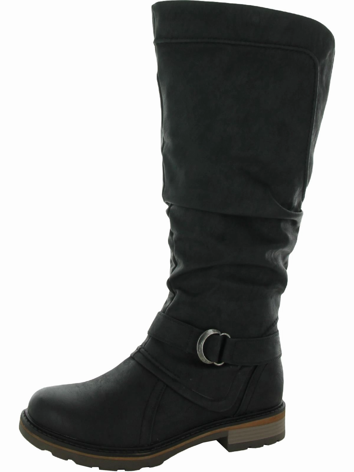 Fiona 3 Womens Faux Leather Tall Knee-High Boots Strong Laces Quilt Soft