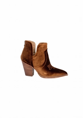 Shock Absorbing Weather Resistant User Protective Lining Women's Smoke Show Heel Boots In Brown Velvet