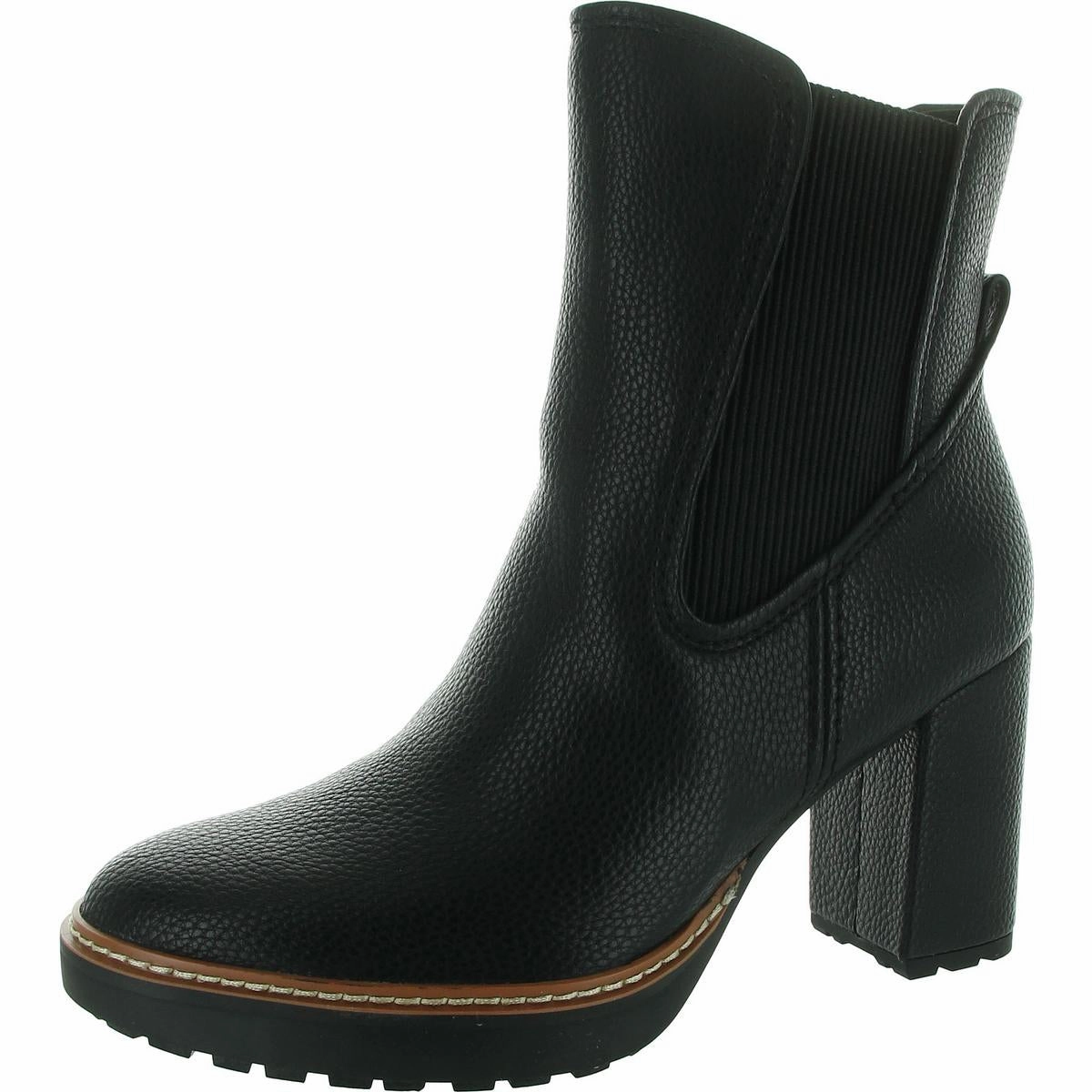 Deserve Womens Zipper Faux Leather Mid-Calf Boots Low Ankle Style Metallic Edge