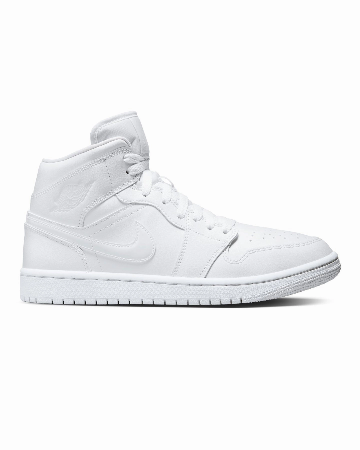 Women's Jordan 1 Mid - White / White Responsive Footbed Reinforced Stitch Bonding