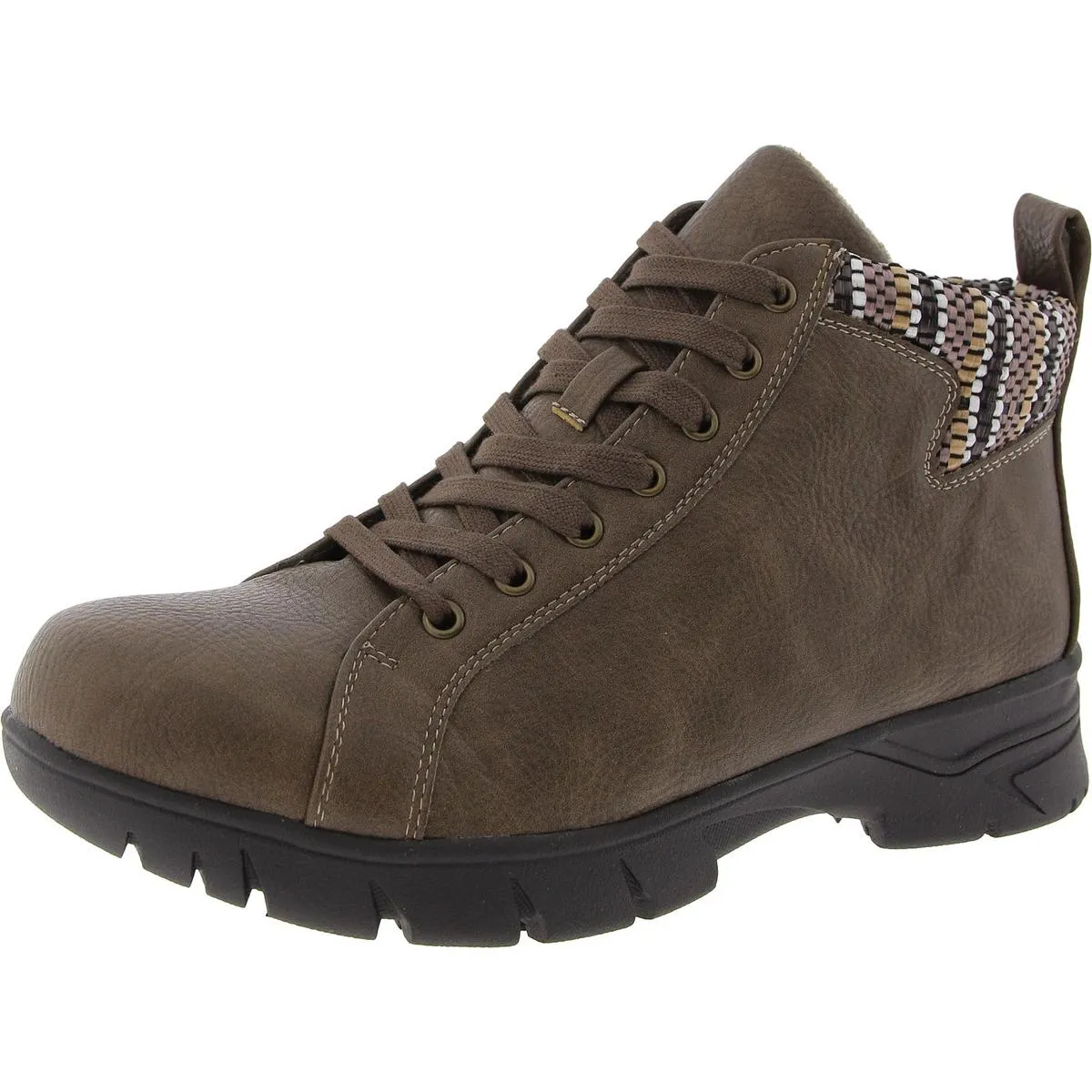 Flexible Frame Weekend Camping Nico Womens Faux Leather Woven Ankle Boots