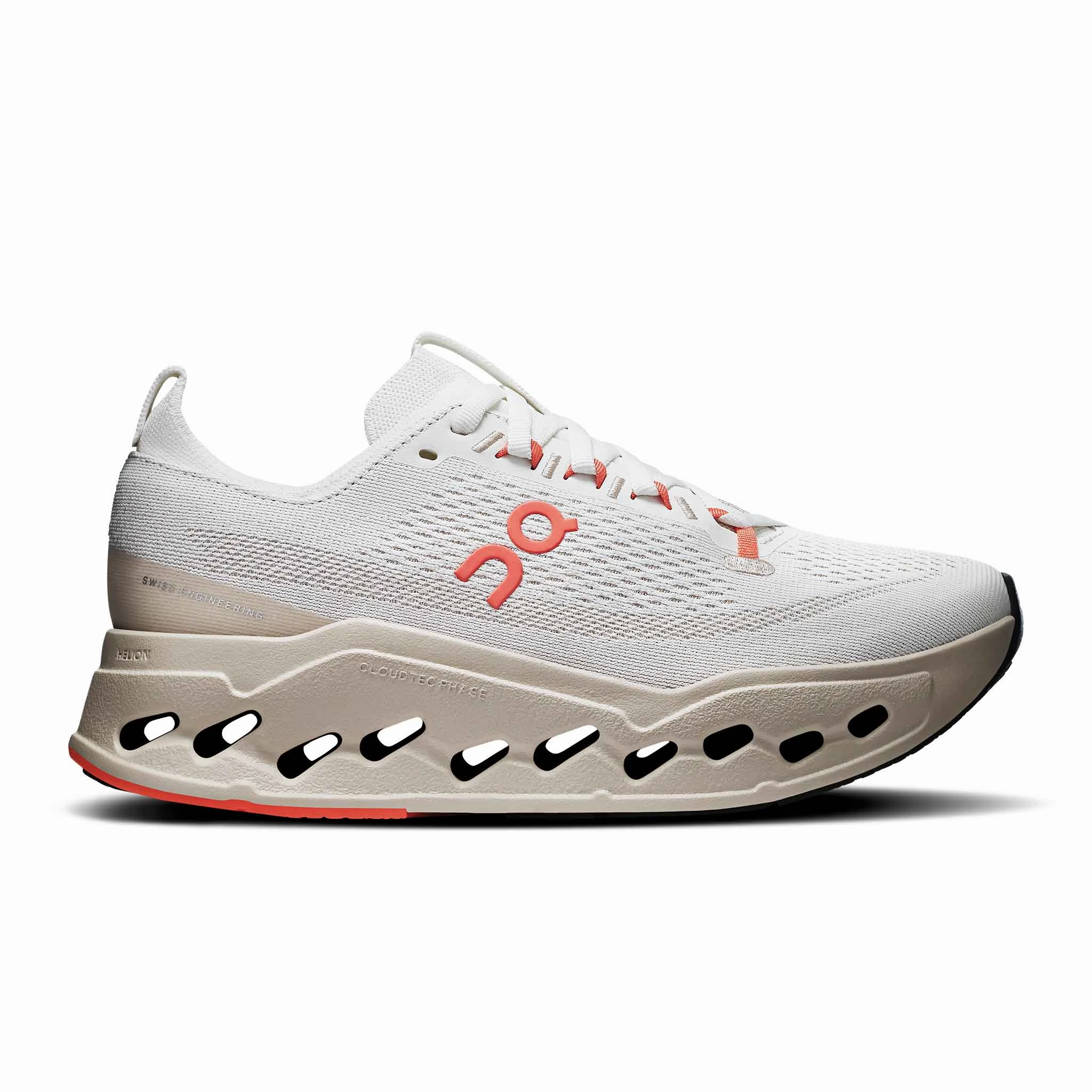 On | Women's Cloudsurfer Max Running Shoes - Ivory/Salmon Activity tracking