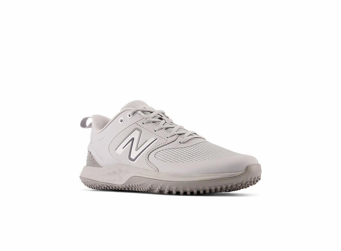 running in university tracks shoes New Balance Men's Fresh Foam 3000 V6 Turf Baseball Shoes - Grey with White - T3000TG6
