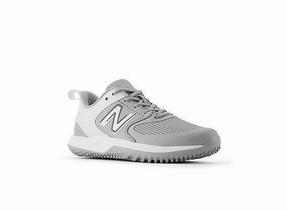 New Balance Women's VELO v3 Turf Softball Shoes - Grey with White - STVELOG3 Autumn running style Motion Zone