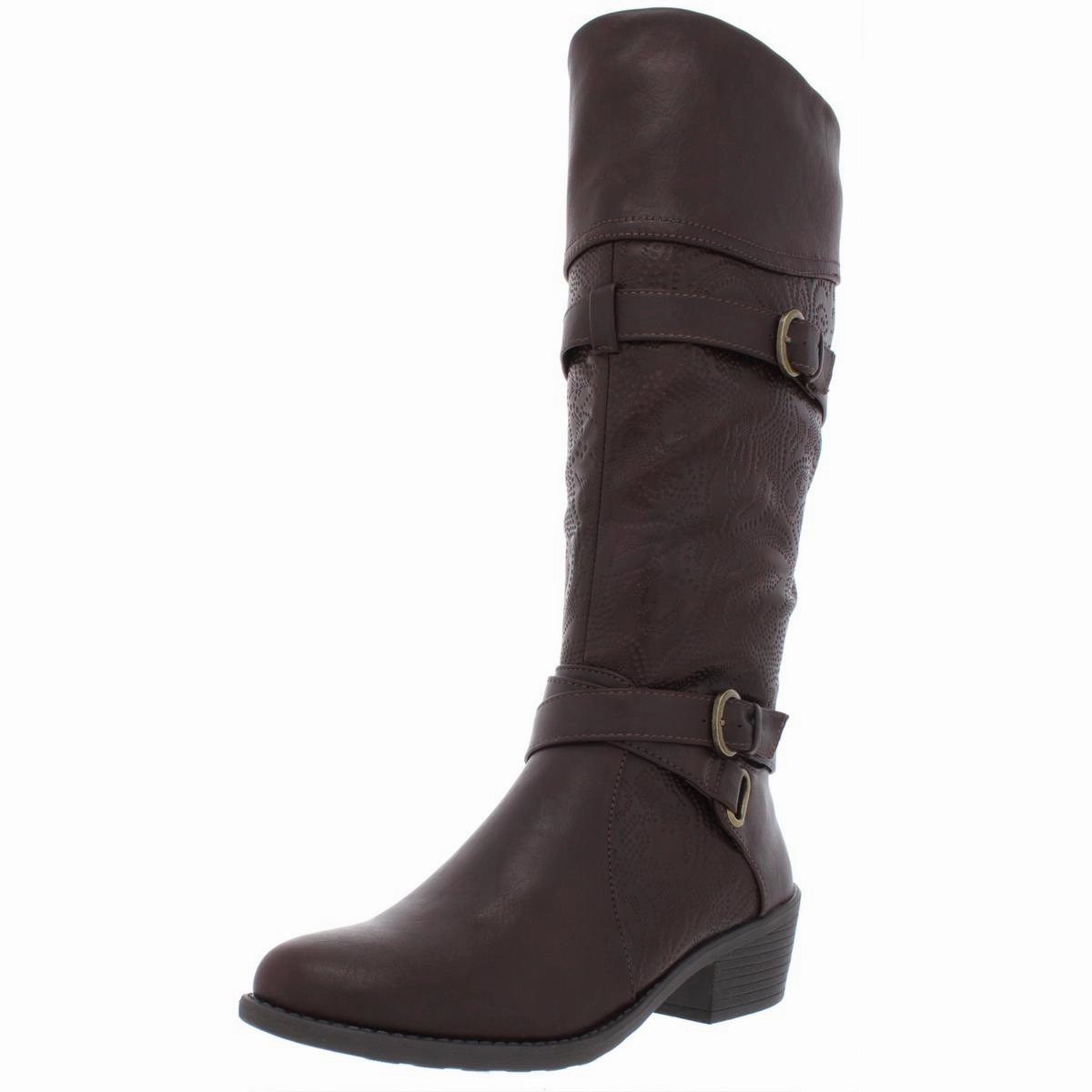 Tough Fit Kelsa Womens Faux Leather Embossed Riding Boots